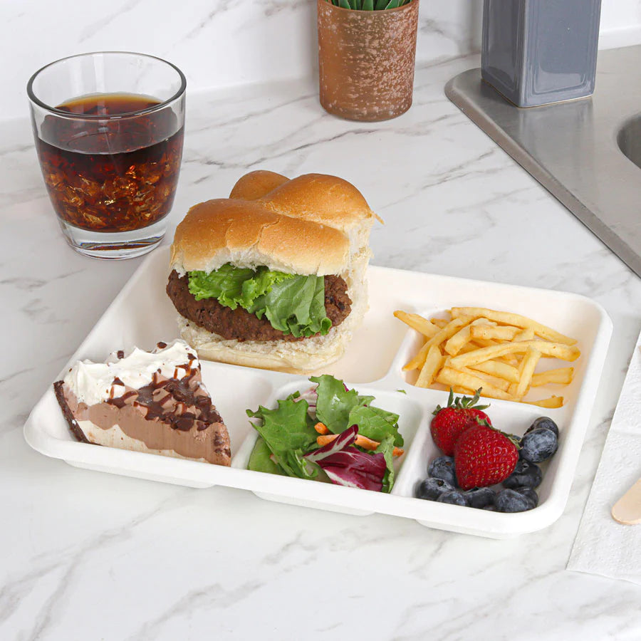 5 Compartment Plates Disposable Divided Paper Plates-125 PACK