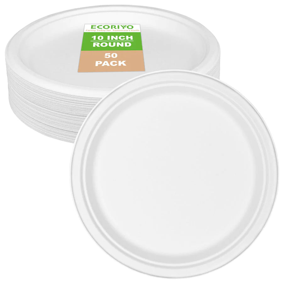 10 Inch Paper Plates Bulk Pack - 50 PACK