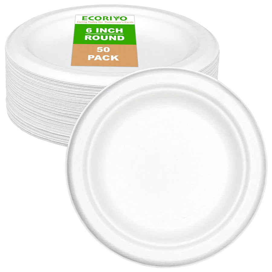 6 Inch Paper Plates Disposable Plates- 50 PACK