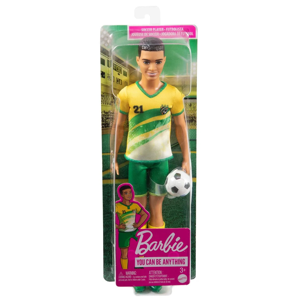 Barbie Ken Soccer Player Doll with Yellow Shirt and Green Shorts