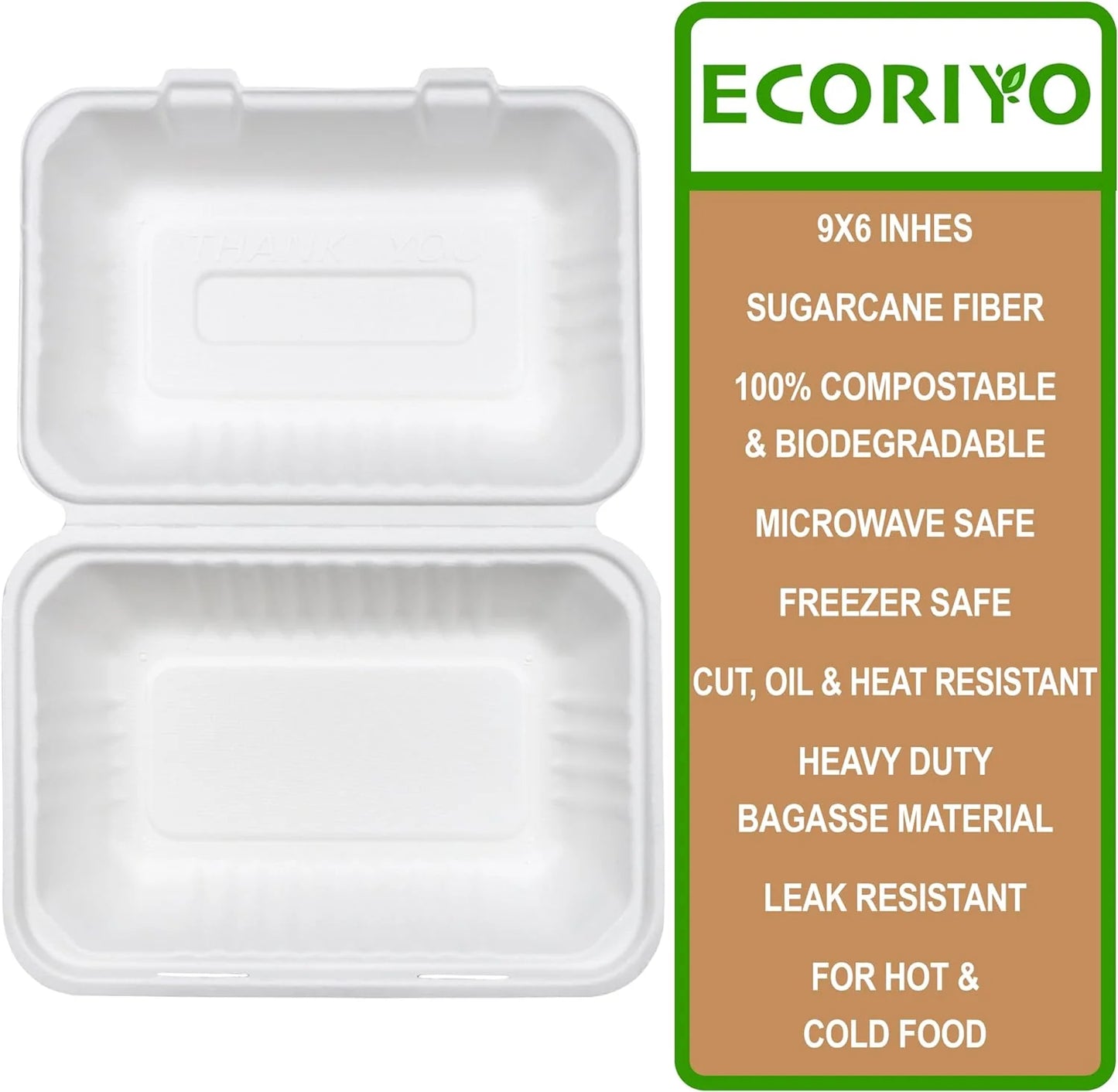 Clamshell Food Containers - 50-Pack