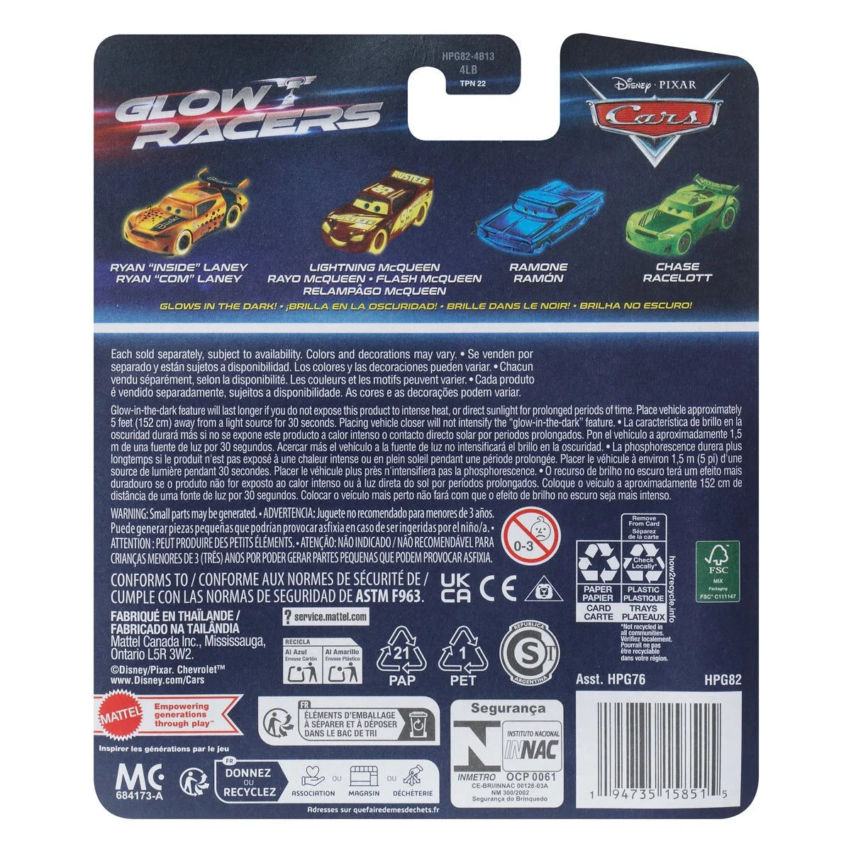 Cars Glow Racers 2025 Mix 2 Vehicle Case of 8