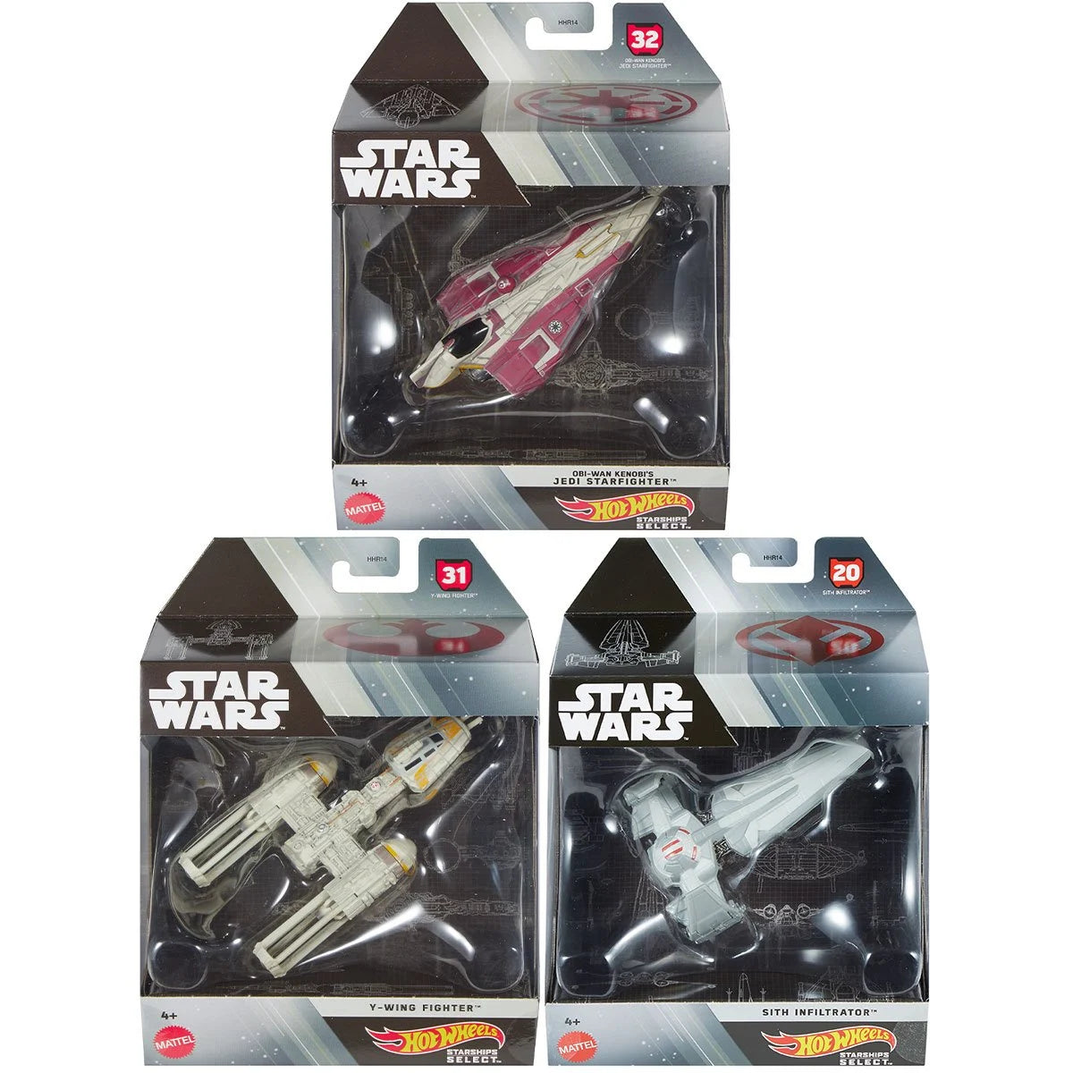 Star Wars Hot Wheels Starships Select 1:50 Scale 2025 Wave 1 Vehicle Case of 5