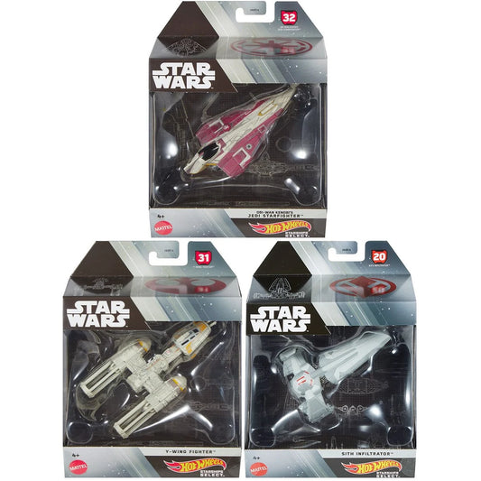 Star Wars Hot Wheels Starships Select 1:50 Scale 2025 Wave 1 Vehicle Case of 5