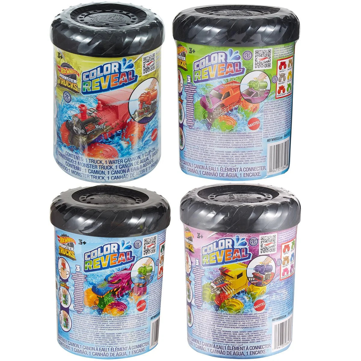 Hot Wheels Monster Trucks Color Reveal 2023 Mix 4 Vehicle Case of 8