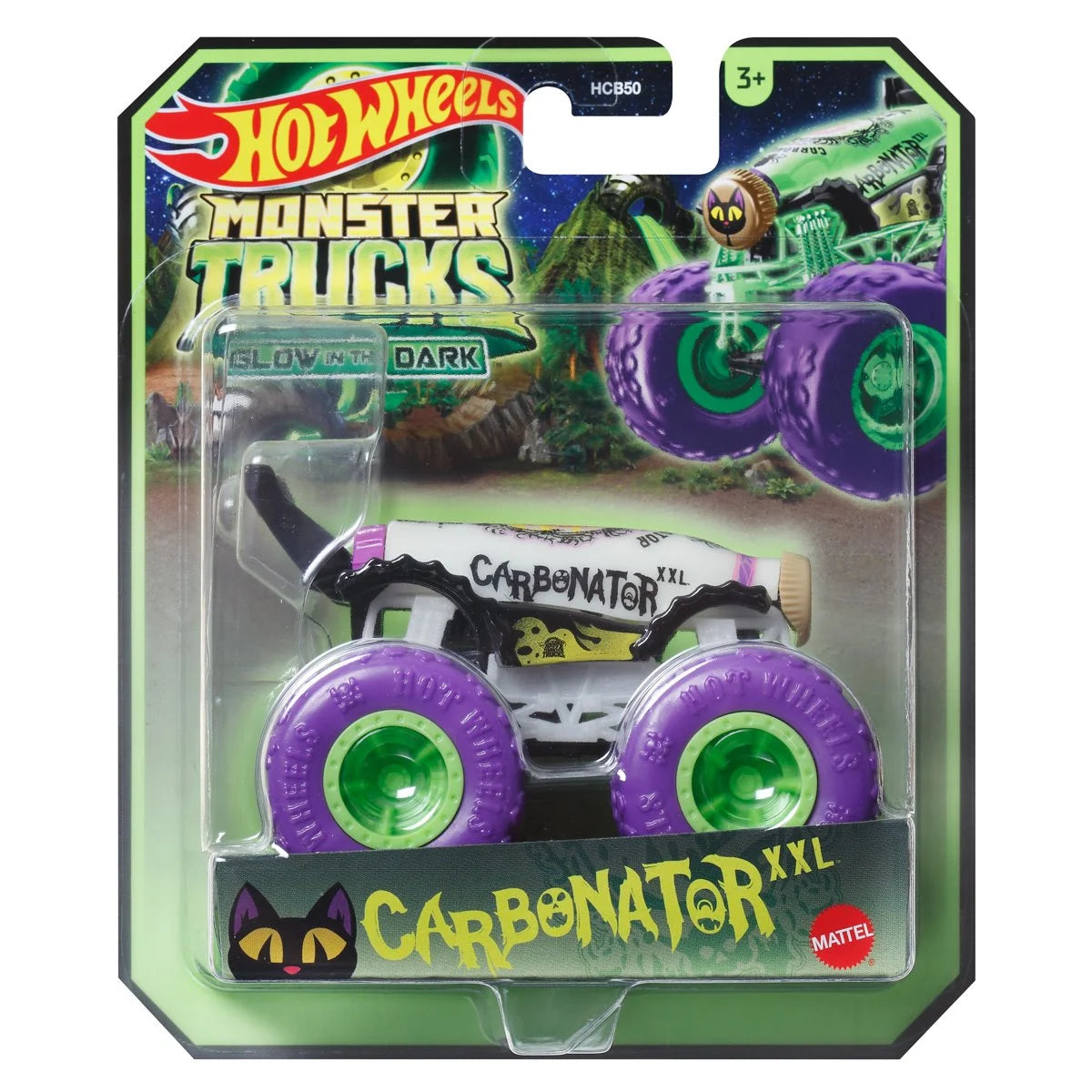 Hot Wheels Monster Trucks Glow-in-the-Dark 1:64 Scale Vehicle 2024 Mix 5 Case of 6
