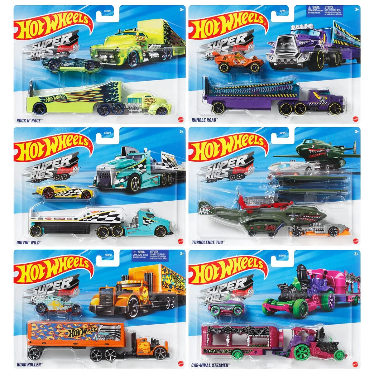 Hot Wheels Super Hauling Rig and Car 2025 Mix 1 Case of 6