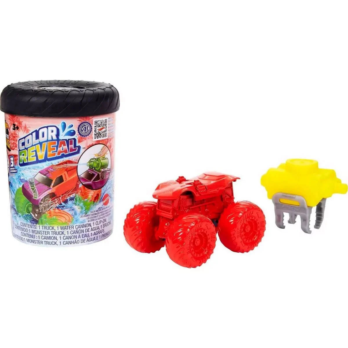 Hot Wheels Monster Trucks Color Reveal Water Blaster 1:64 Scale Vehicle 2024 Mix 3 Case of 8