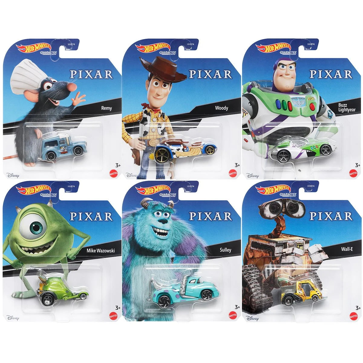 Disney Pixar Hot Wheels Character Car Mix 4 Case of 8