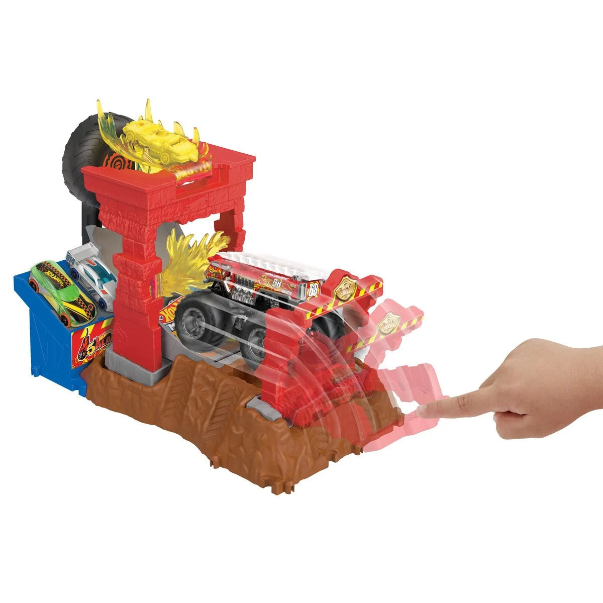 Hot Wheels Monster Trucks Arena Smashers 5-Alarm Fire Crash Challenge Playset