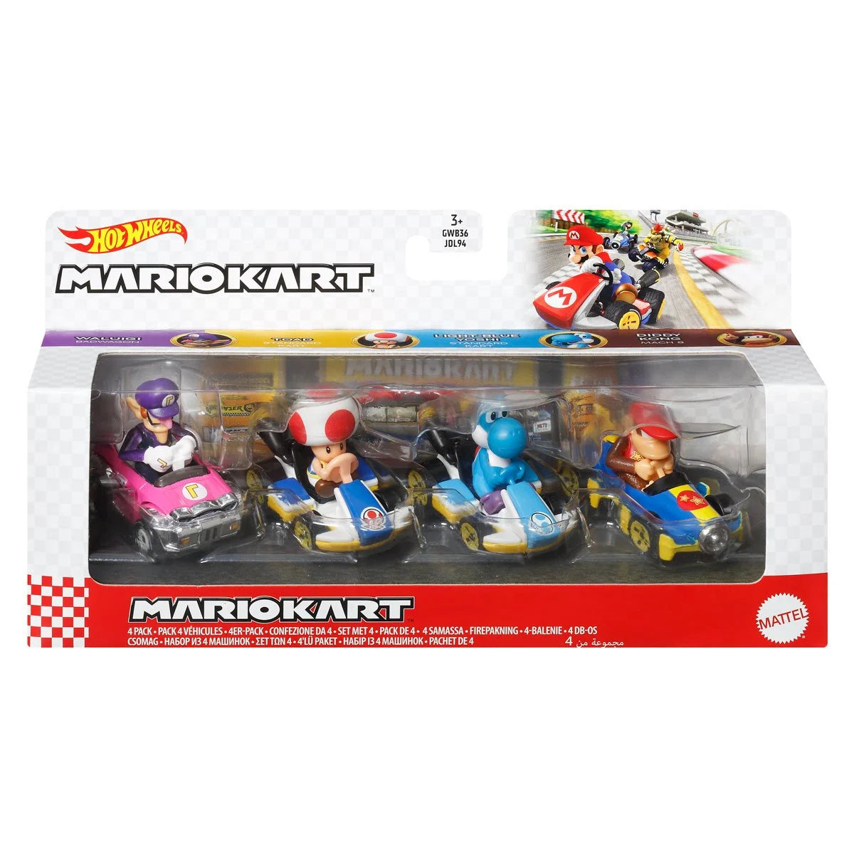 Mario Kart Hot Wheels 2025 Mix 3 Vehicle 4-Pack Case of 3