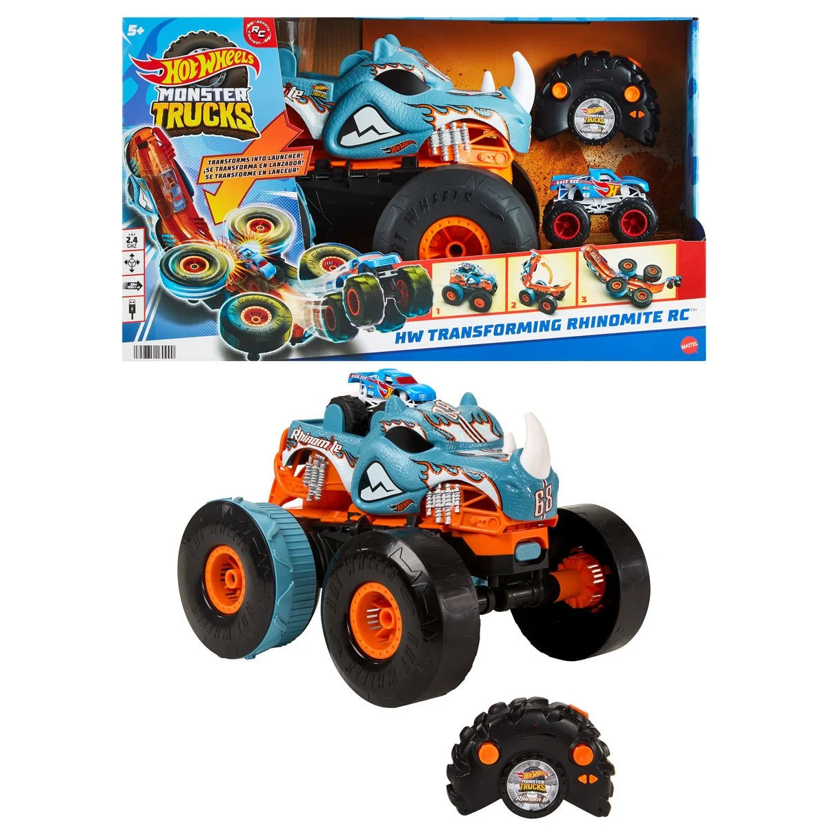 Hot Wheels Monster Trucks Transforming Rhinomite 1:12 Scale RC Vehicle
