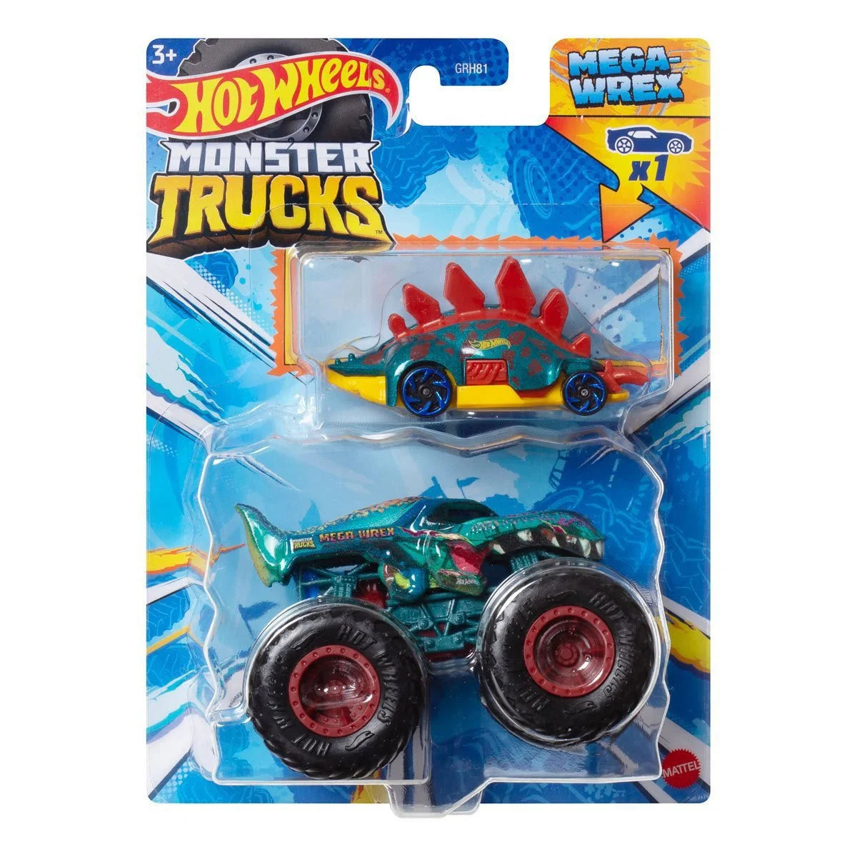 Hot Wheels Monster Truck Plus Car 1:64 Scale Vehicle 2-Pack 2024 Mix 2 Case of 8