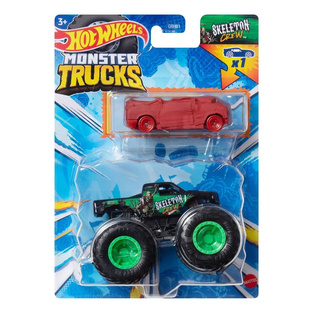 Hot Wheels Monster Truck Plus Car 1:64 Scale Vehicle 2-Pack 2024 Mix 2 Case of 8