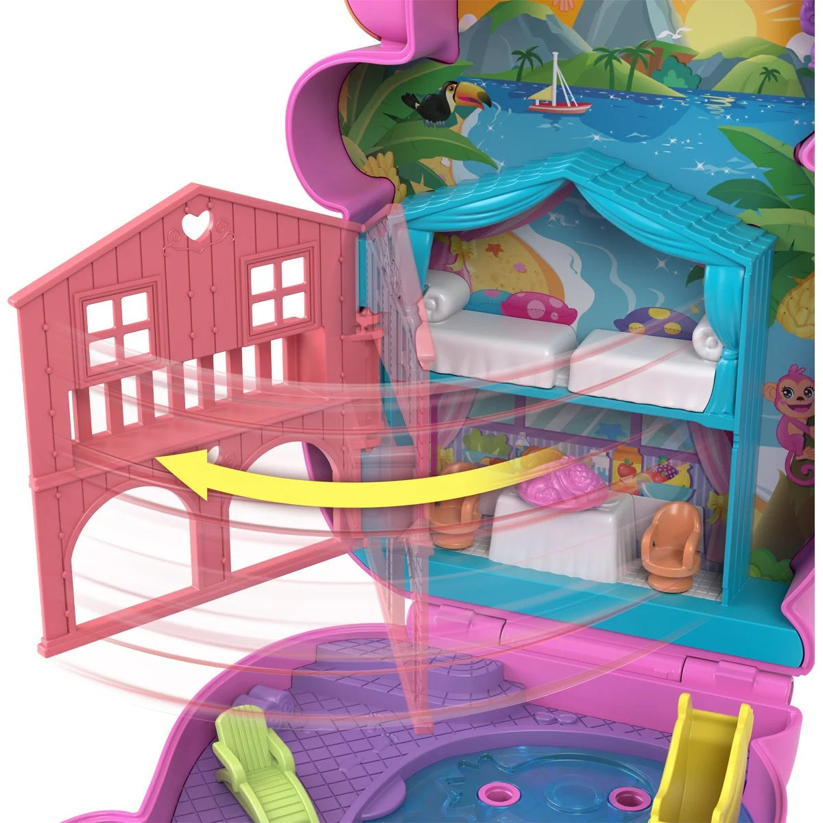 Polly Pocket Adventures in Rio Momma Monkey and Baby Compact Playset
