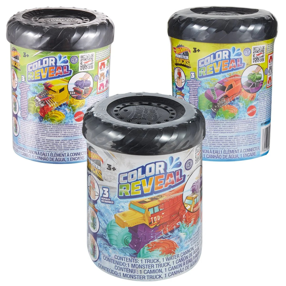 Hot Wheels Monster Trucks Color Reveal Water Blaster 1:64 Scale Vehicle 2024 Mix 1 Case of 8