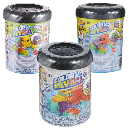 Hot Wheels Monster Trucks Color Reveal Water Blaster 1:64 Scale Vehicle 2024 Mix 1 Case of 8