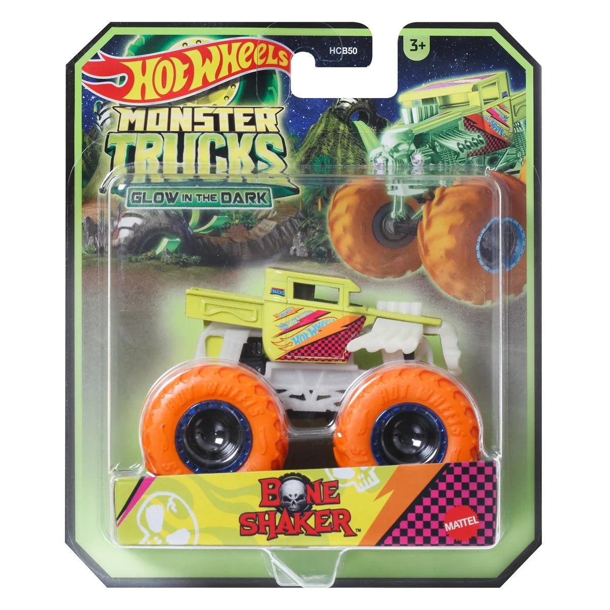 Hot Wheels Monster Trucks Glow-in-the-Dark 1:64 Scale Vehicle 2024 Mix 5 Case of 6