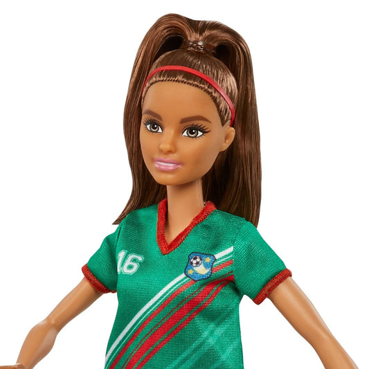 Barbie Soccer Player Doll with Green Shirt and White Shorts