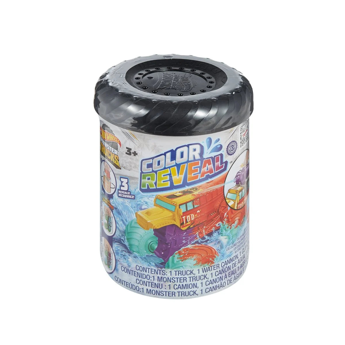 Hot Wheels Monster Trucks Color Reveal Water Blaster 1:64 Scale Vehicle 2024 Mix 1 Case of 8