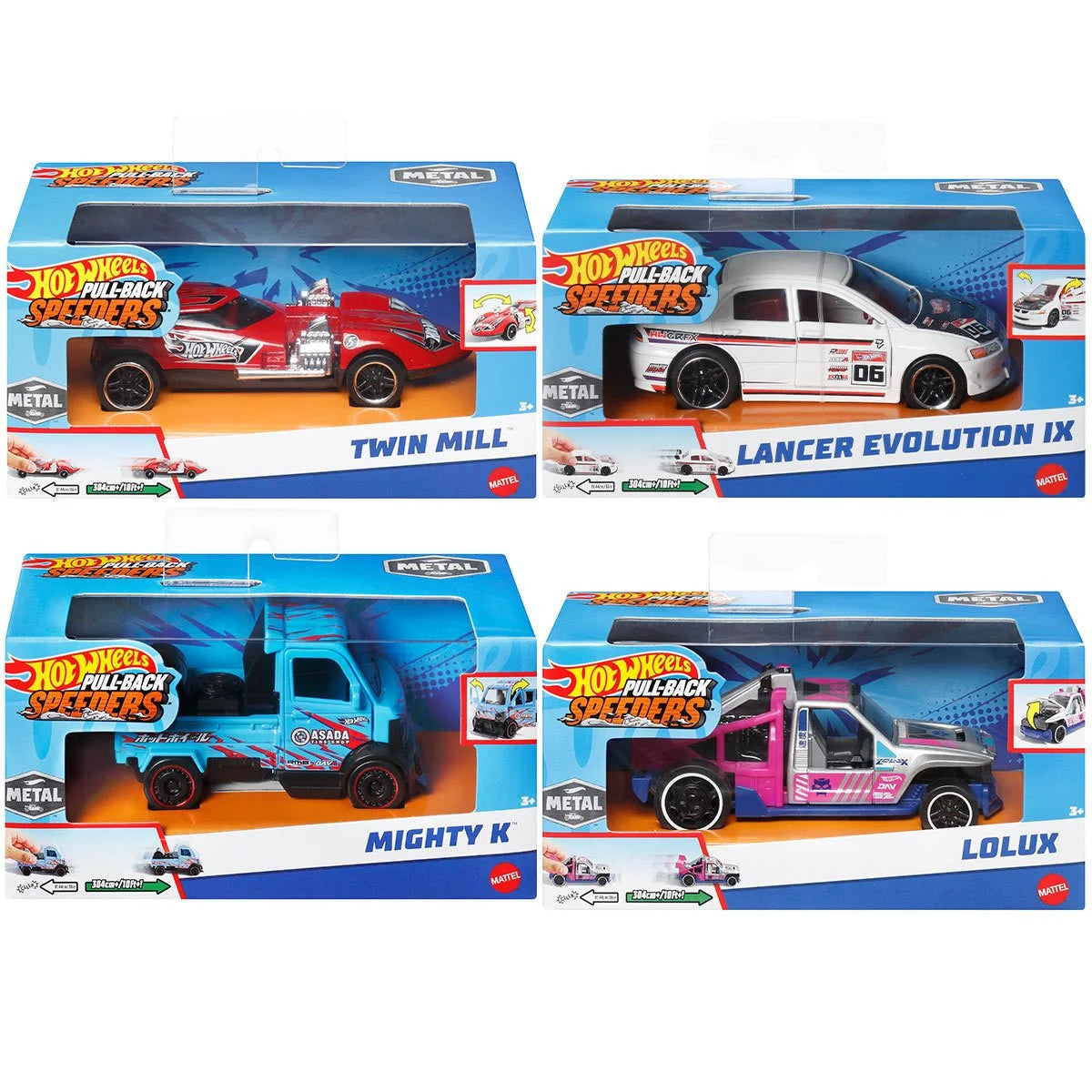 Hot Wheels Pull-Back Speeders 2024 Mix 2 Display Case of 8