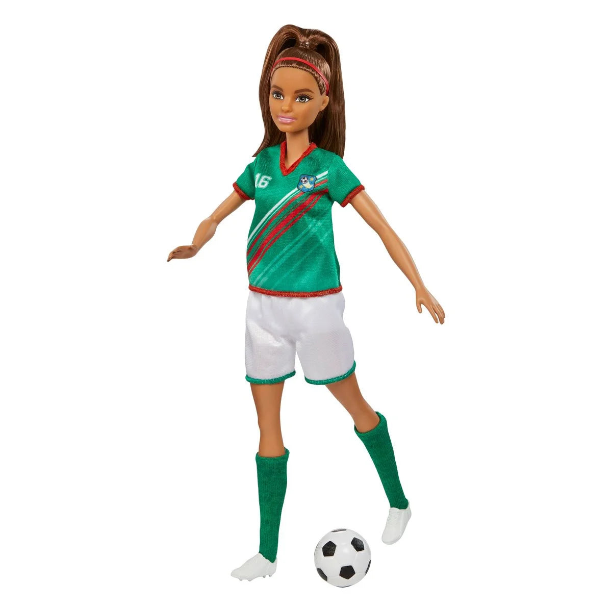 Barbie Soccer Player Doll with Green Shirt and White Shorts