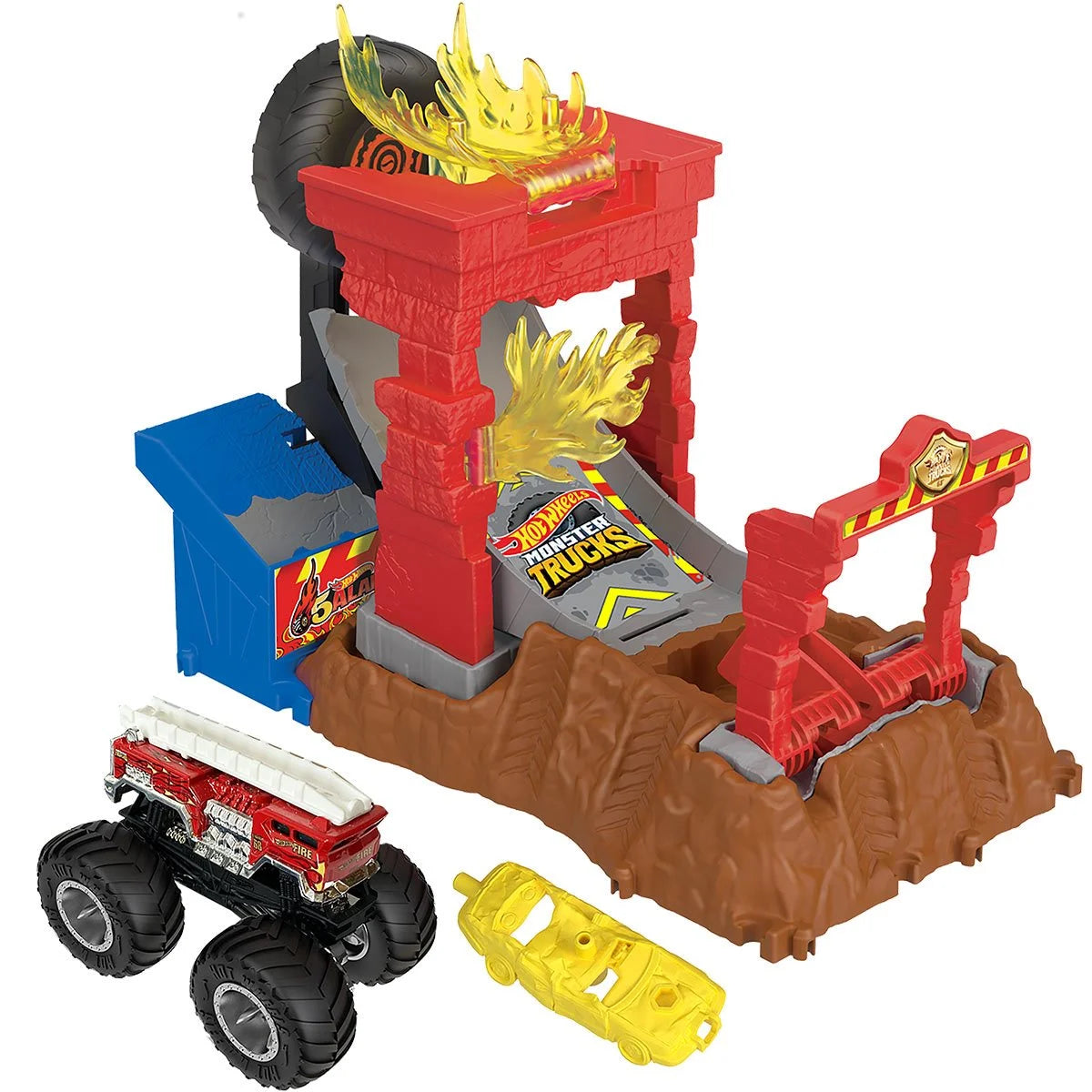 Hot Wheels Monster Trucks Arena Smashers 5-Alarm Fire Crash Challenge Playset