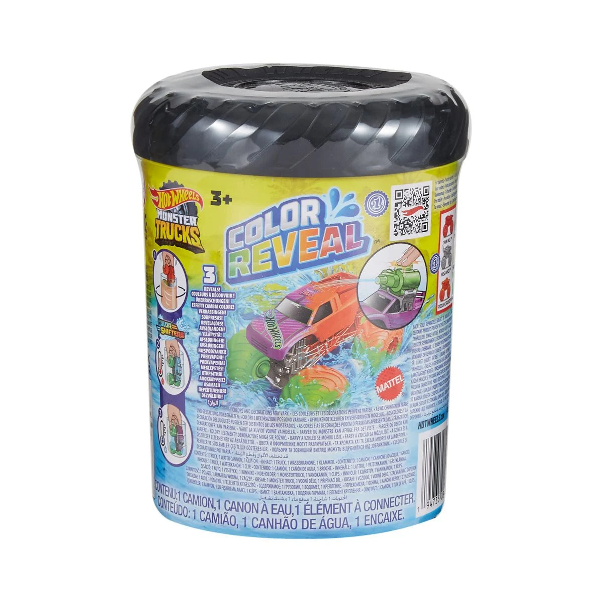 Hot Wheels Monster Trucks Color Reveal Water Blaster 1:64 Scale Vehicle 2024 Mix 1 Case of 8