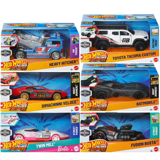 Hot Wheels Pull-Back Speeders 2025 Mix 2 Display Case of 6